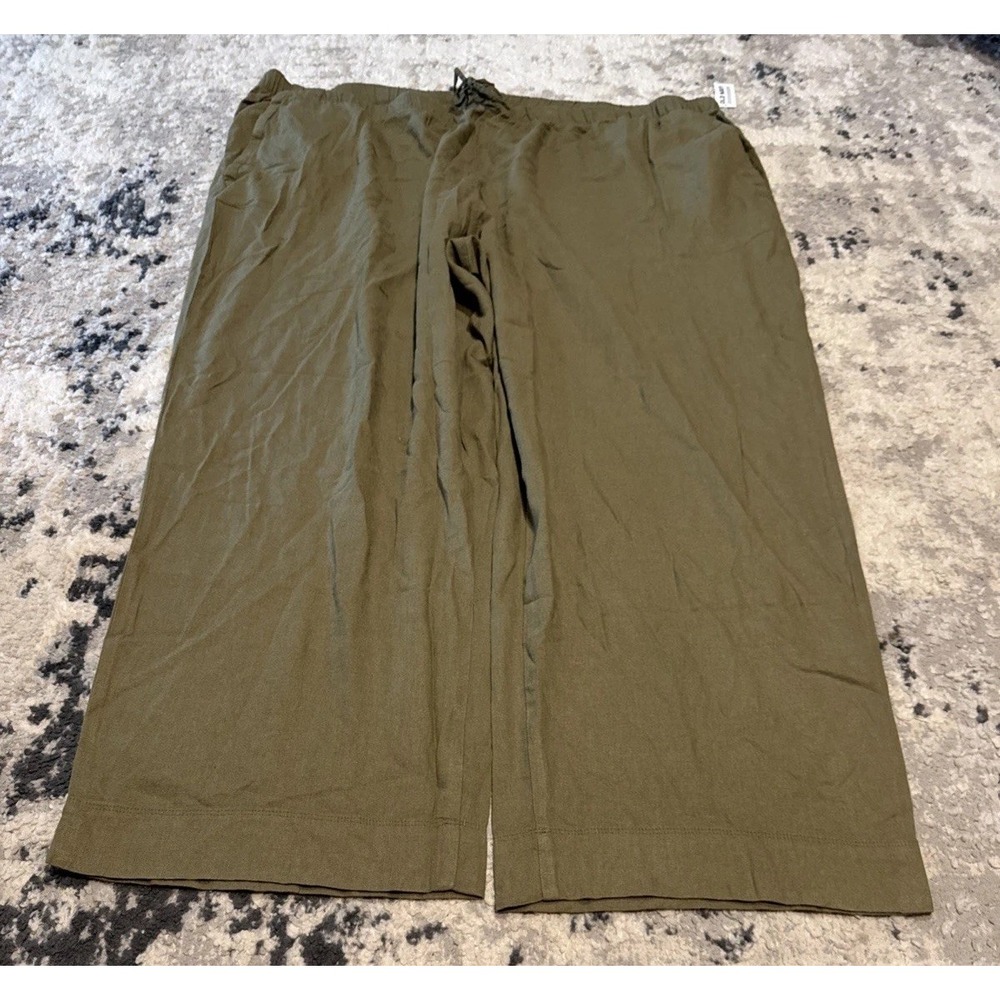 Old Navy Linen Blend Green High Rise Wide Leg Pants Plus Sz 4XL 4X WOMENS NEW
